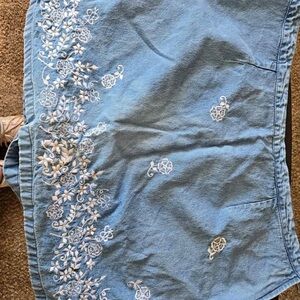 L.A. Blues Denim Skirt with White Embroidery
